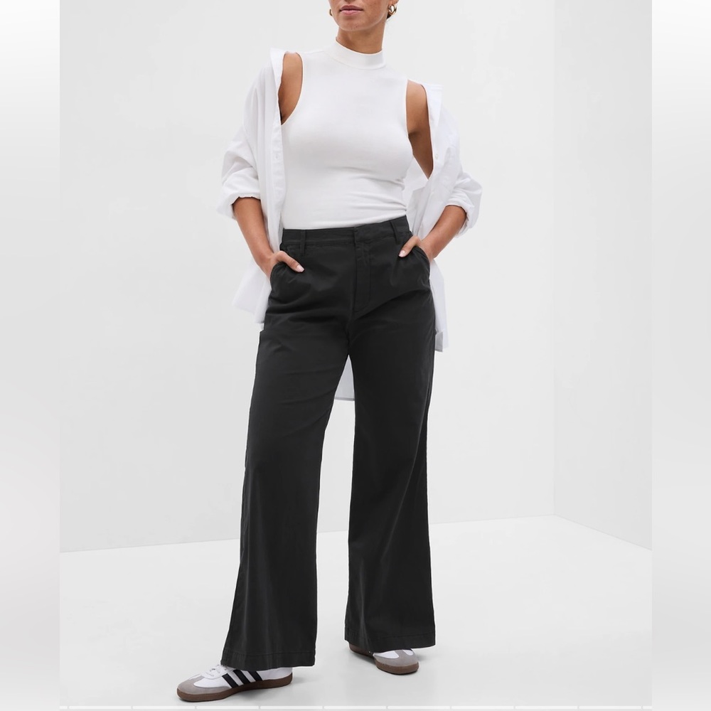 black slight flare trousers